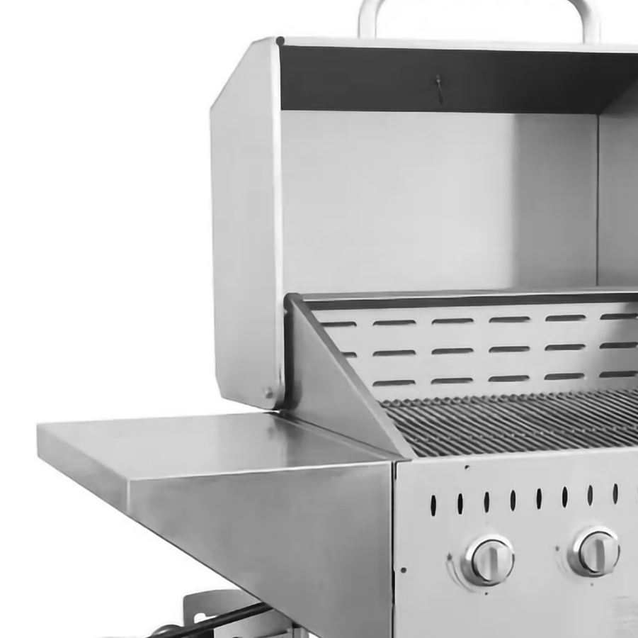 Omcan 47352 29 In. 4-Burner Outdoor Propane BBQ Grill, Stainless Steel, 64,000 BTU
