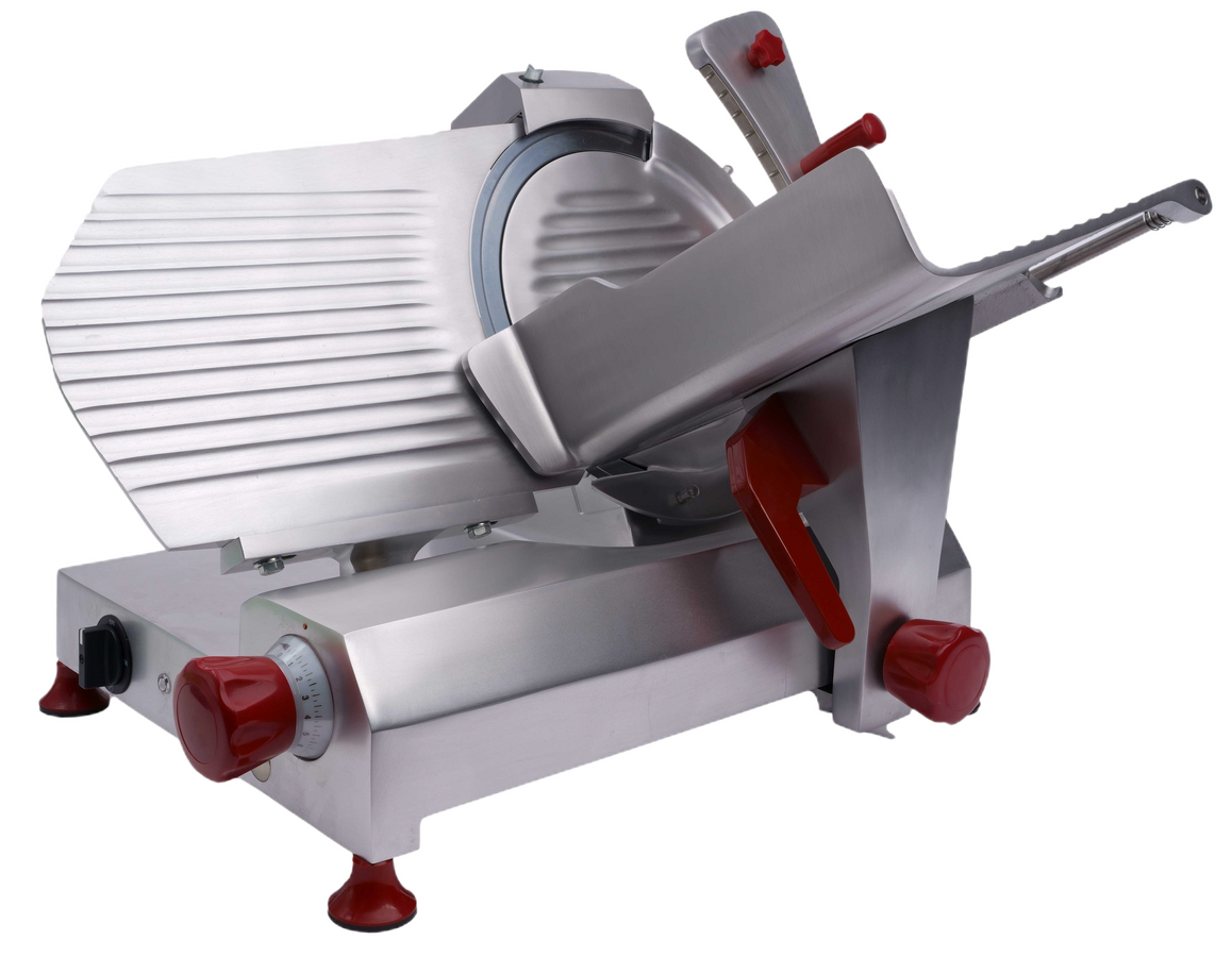 Omcan MS-IT-300-IP 12 In. Medium Duty Belt-Driven Meat Slicer, 370W, Anodized Aluminum Body