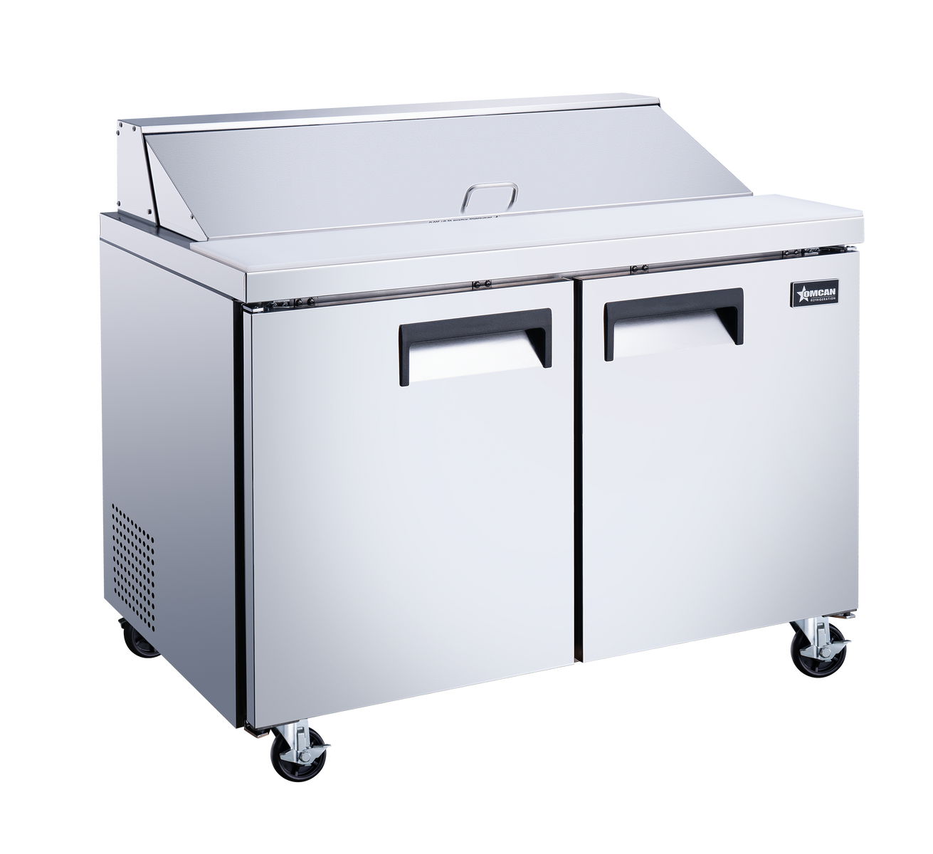 Omcan PT-CN-1194-HC 47 In. Refrigerated Prep Table, 12.6 Cu. Ft., 2 Doors, Stainless Steel