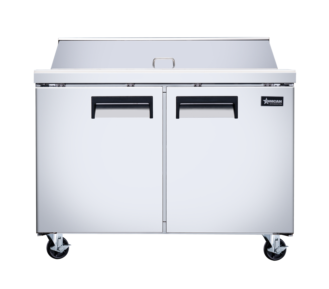 Omcan PT-CN-1194-HC 47 In. Refrigerated Prep Table, 12.6 Cu. Ft., 2 Doors, Stainless Steel