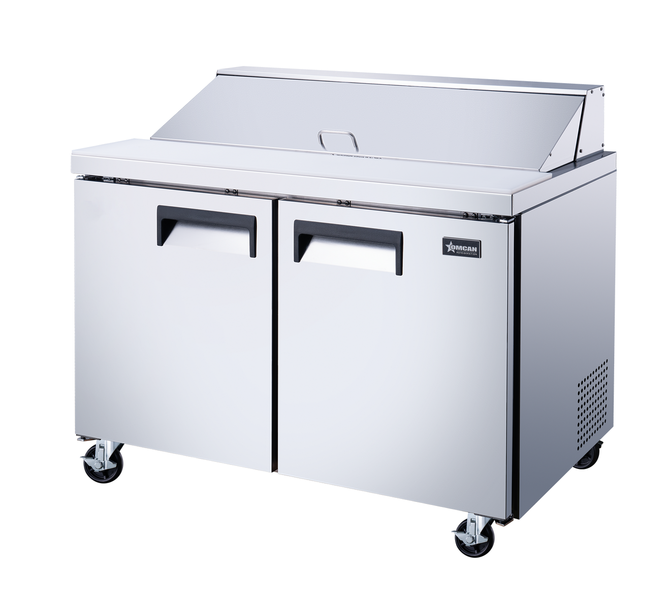 Omcan PT-CN-1194-HC 47 In. Refrigerated Prep Table, 12.6 Cu. Ft., 2 Doors, Stainless Steel