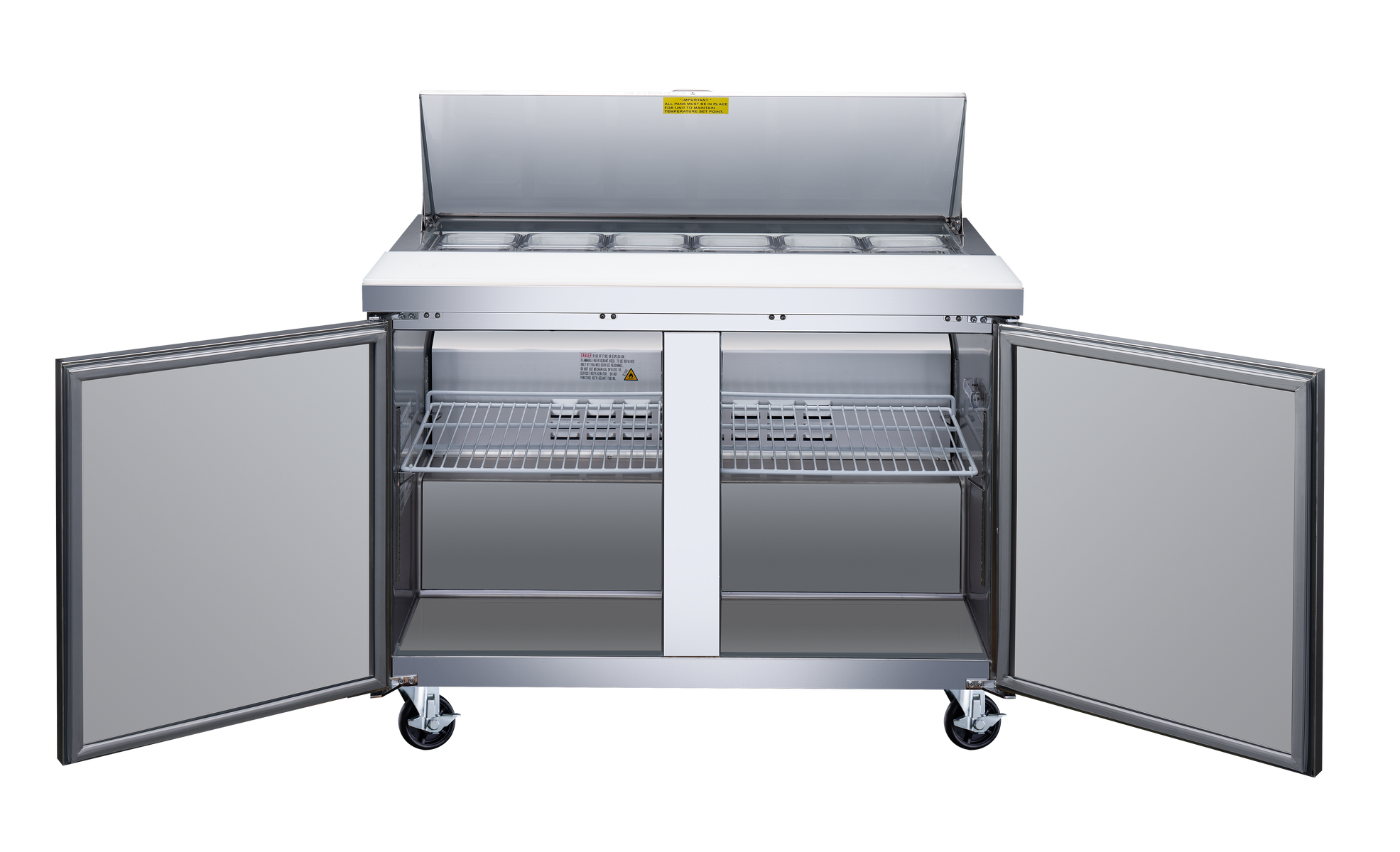 Omcan PT-CN-1194-HC 47 In. Refrigerated Prep Table, 12.6 Cu. Ft., 2 Doors, Stainless Steel