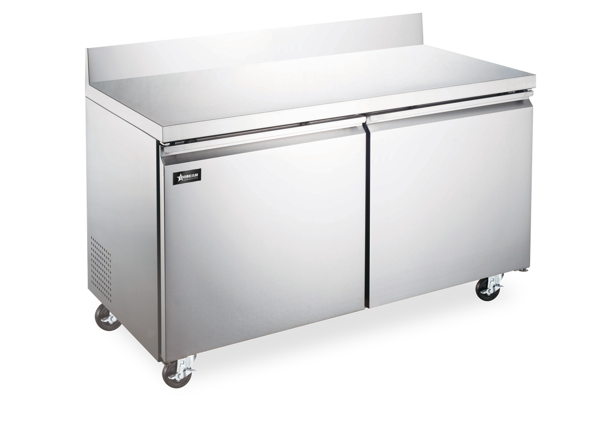 Omcan 50096 48" Stainless Steel Worktop Freezer with Backsplash, 2 Doors, 11 cu.ft., 115V