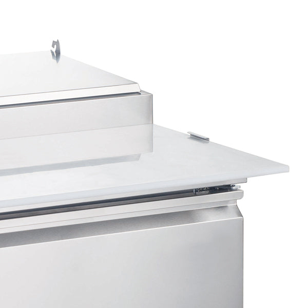 Omcan 50042 50 In. Refrigerated Pizza Prep Table, 1 Door, 6 Pan Capacity, Stainless Steel