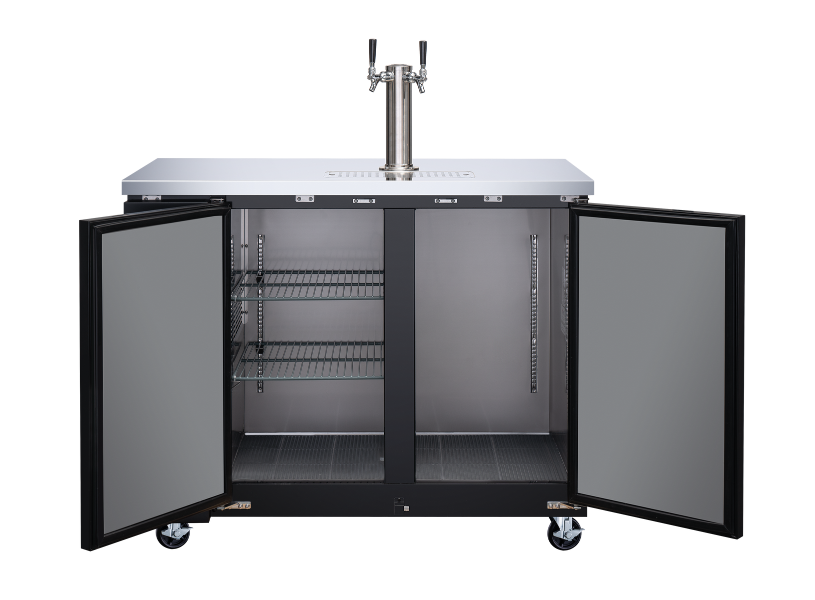 Omcan BB-CN-0012-DH 49 In. Solid Door Beer Dispenser, 2 Keg Capacity, 11.8 Cu. Ft., 4 Shelves