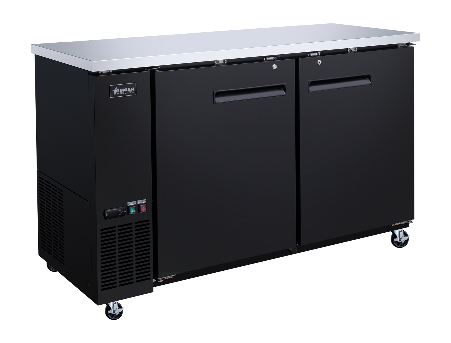 Omcan BB-CN-0016-SH 61 In. Back Bar Cooler, Solid Door, 15.8 Cu. Ft. (446L), 2 Doors