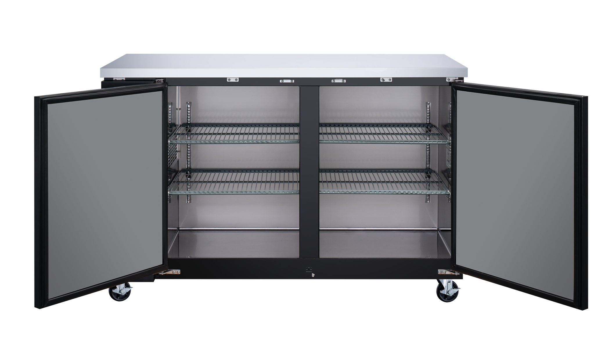 Omcan BB-CN-0016-SH 61 In. Back Bar Cooler, Solid Door, 15.8 Cu. Ft. (446L), 2 Doors