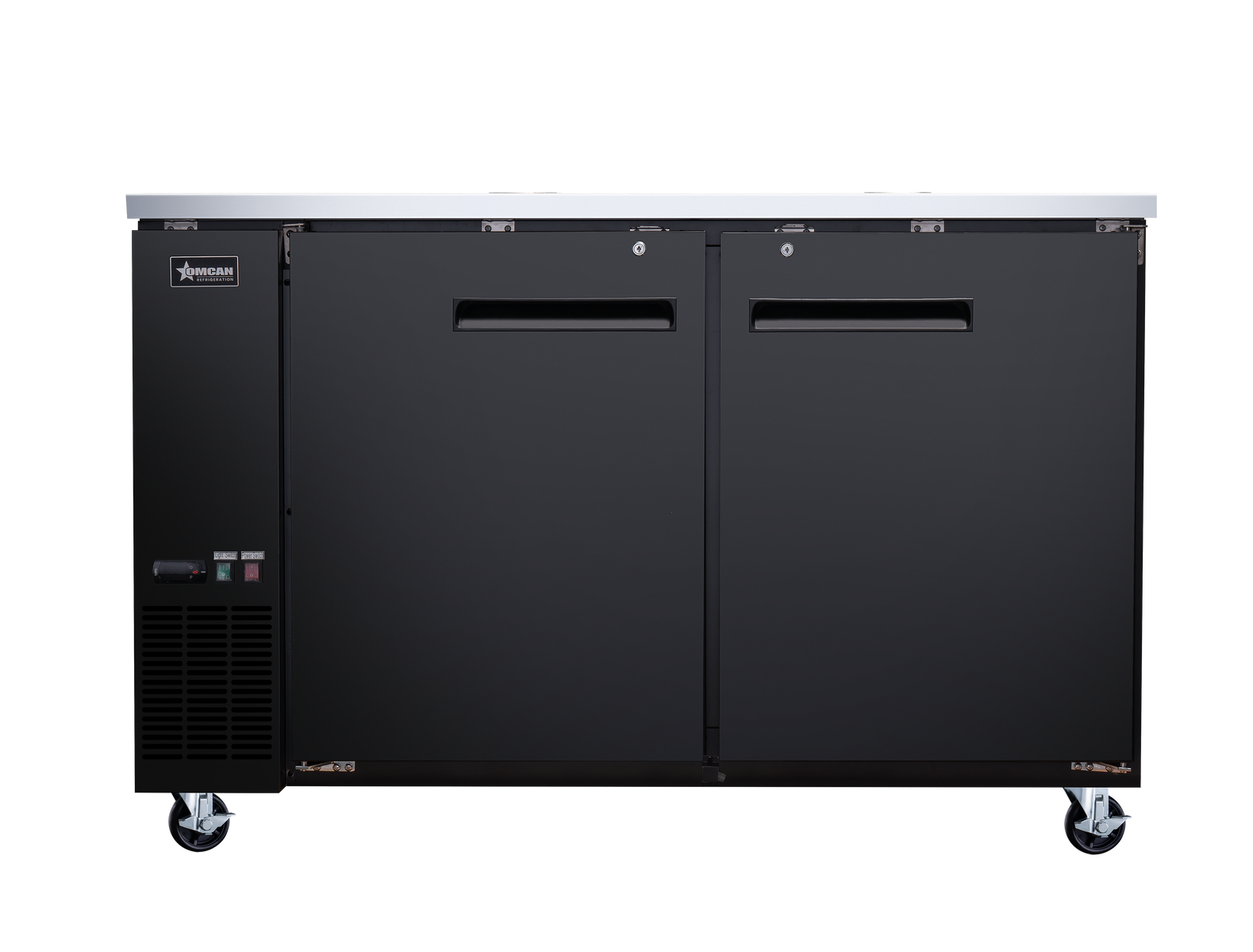 Omcan BB-CN-0016-SH 61 In. Back Bar Cooler, Solid Door, 15.8 Cu. Ft. (446L), 2 Doors