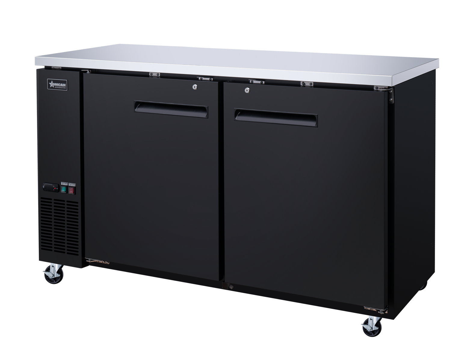Omcan BB-CN-0016-SH 61 In. Back Bar Cooler, Solid Door, 15.8 Cu. Ft. (446L), 2 Doors