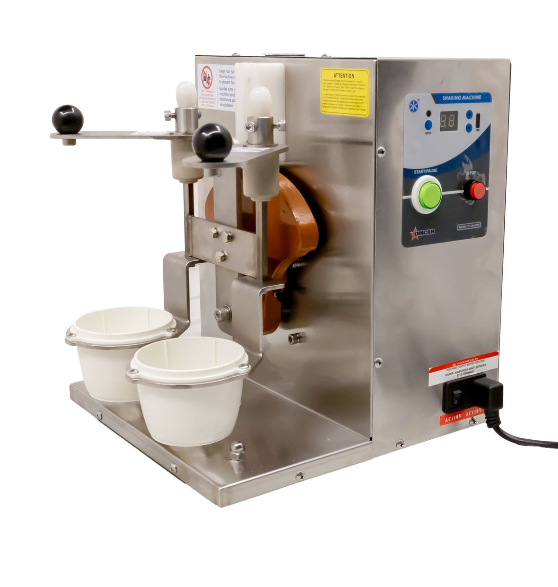 Omcan FP-CN-0200 Bubble Tea Shaking Machine, Double Cup Holders, 500-700 mL Capacity, 60W, Stainless Steel