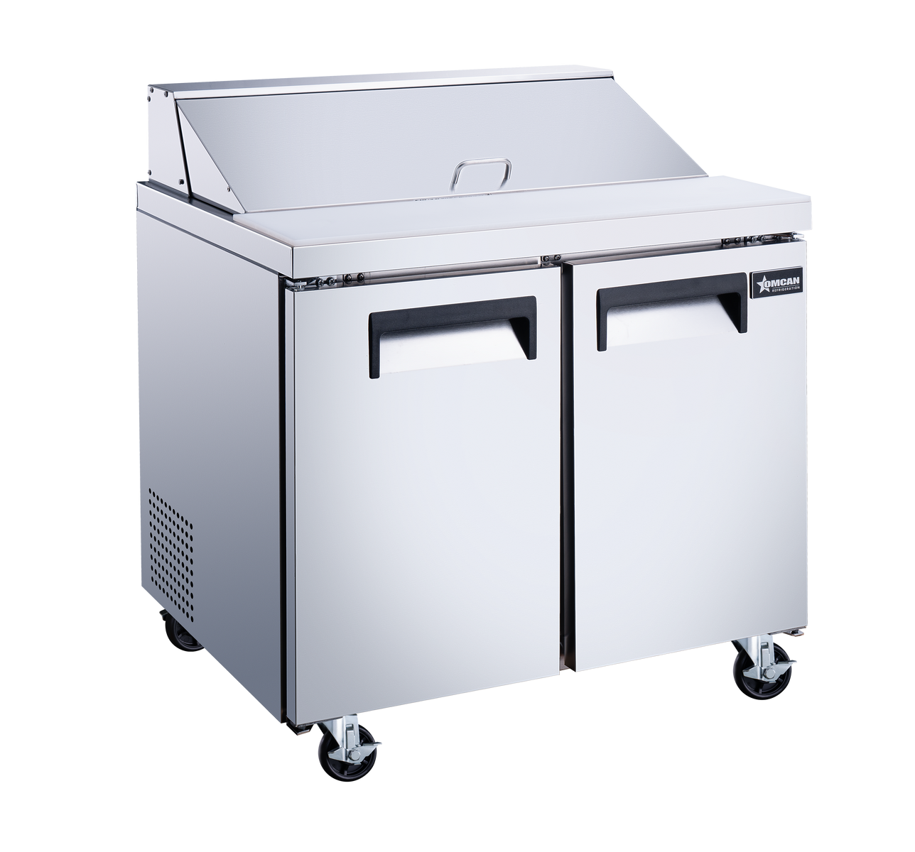 Omcan PT-CN-0920-M-HC 36 In. Refrigerated Prep Table, 9.1 Cu. Ft., 2 Doors, Stainless Steel