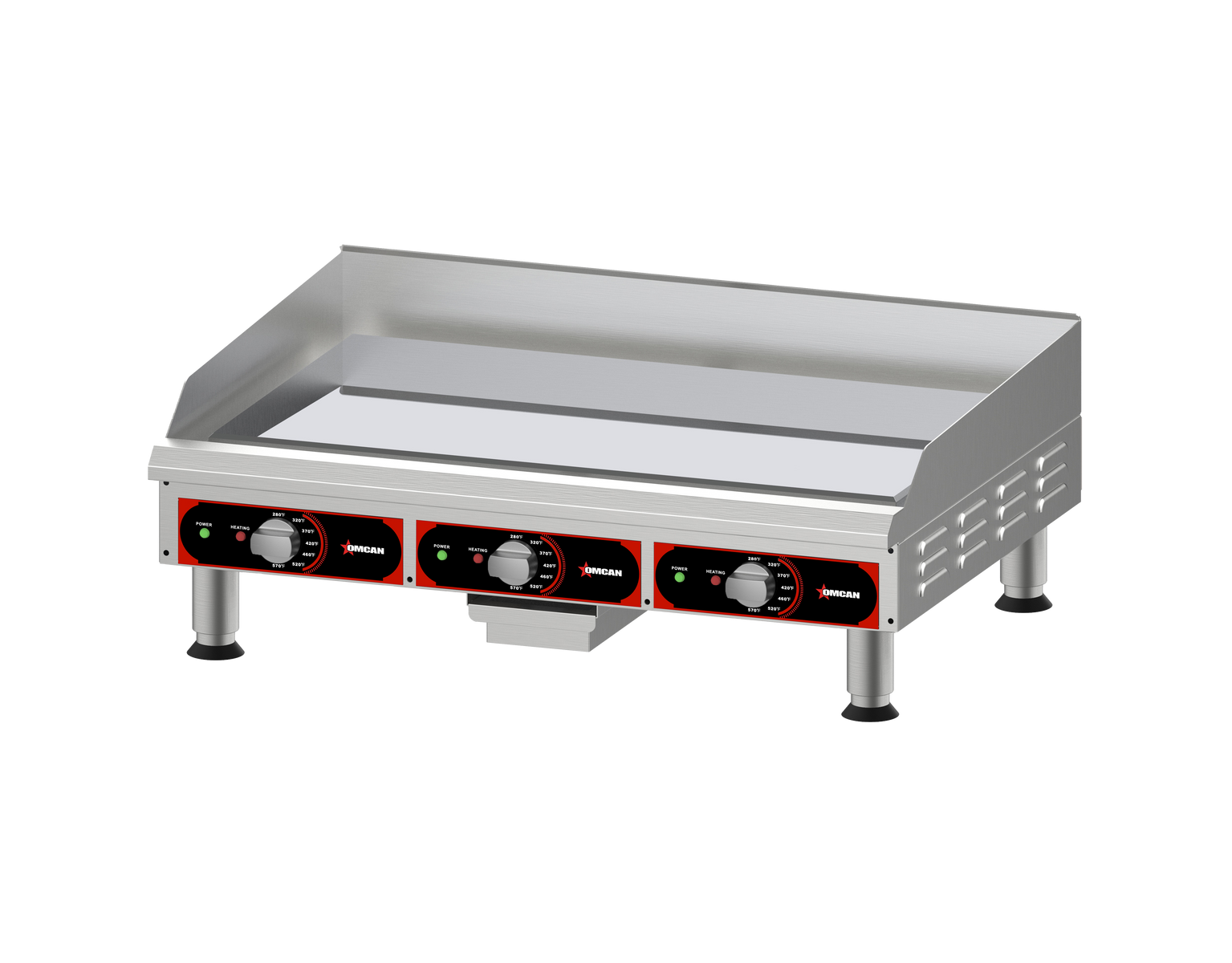 Omcan 48597 CE-CN-53303°F 36 In. Chrome Plated Heavy Duty Countertop Griddle, 33.6" x 19" Cooking Surface, 10,800W, 240V