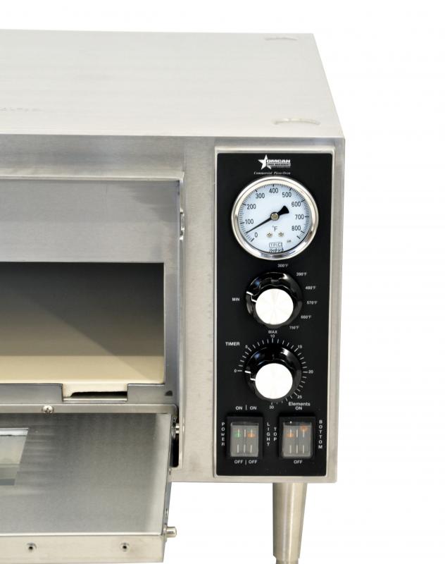 Omcan PE-CN-3200-D 27 In. Countertop Double Chamber Electric Pizza Oven, 18" x 18" Quartz Chambers, 3,200W, 240V