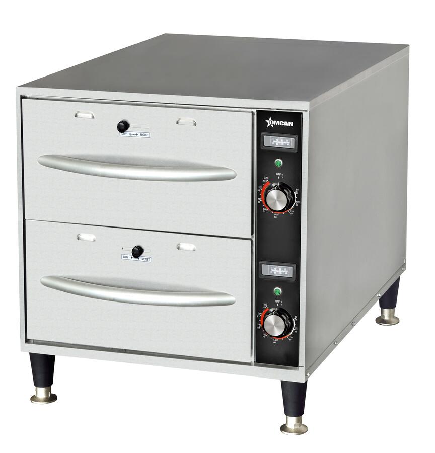 Omcan FW-CN-0002 Double Narrow Freestanding Warming Drawer, 900W, Full-Size Pan Capacity