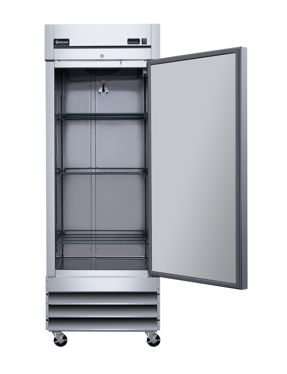 Omcan RE-CN-0021-HC 29 In. 1-Door Reach-In Refrigerator, 23 cu. ft., Stainless Steel, Self-Closing Doors