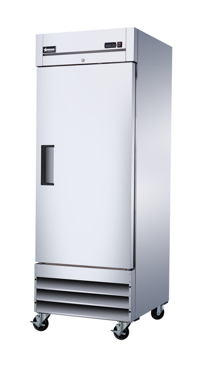 Omcan RE-CN-0021-HC 29 In. 1-Door Reach-In Refrigerator, 23 cu. ft., Stainless Steel, Self-Closing Doors