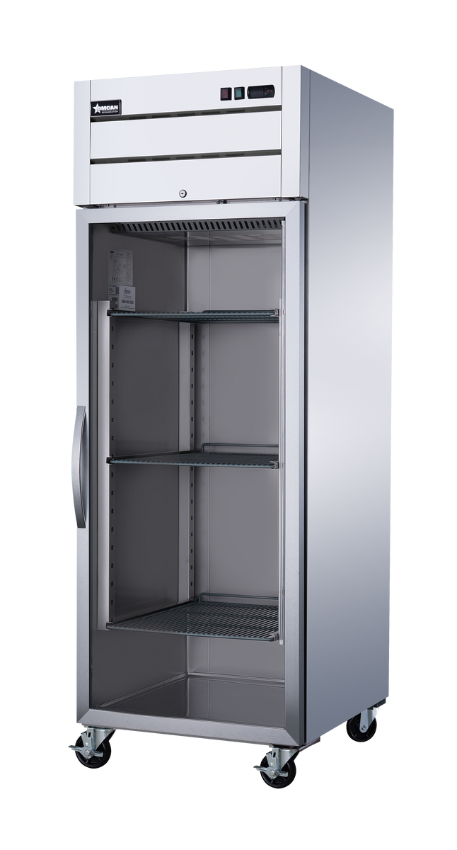 Omcan RE-CN-0029G-TM 29 In. Stainless Steel Reach-In Refrigerator, 1 Glass Door, 21.5 Cu. Ft., Top-Mounted