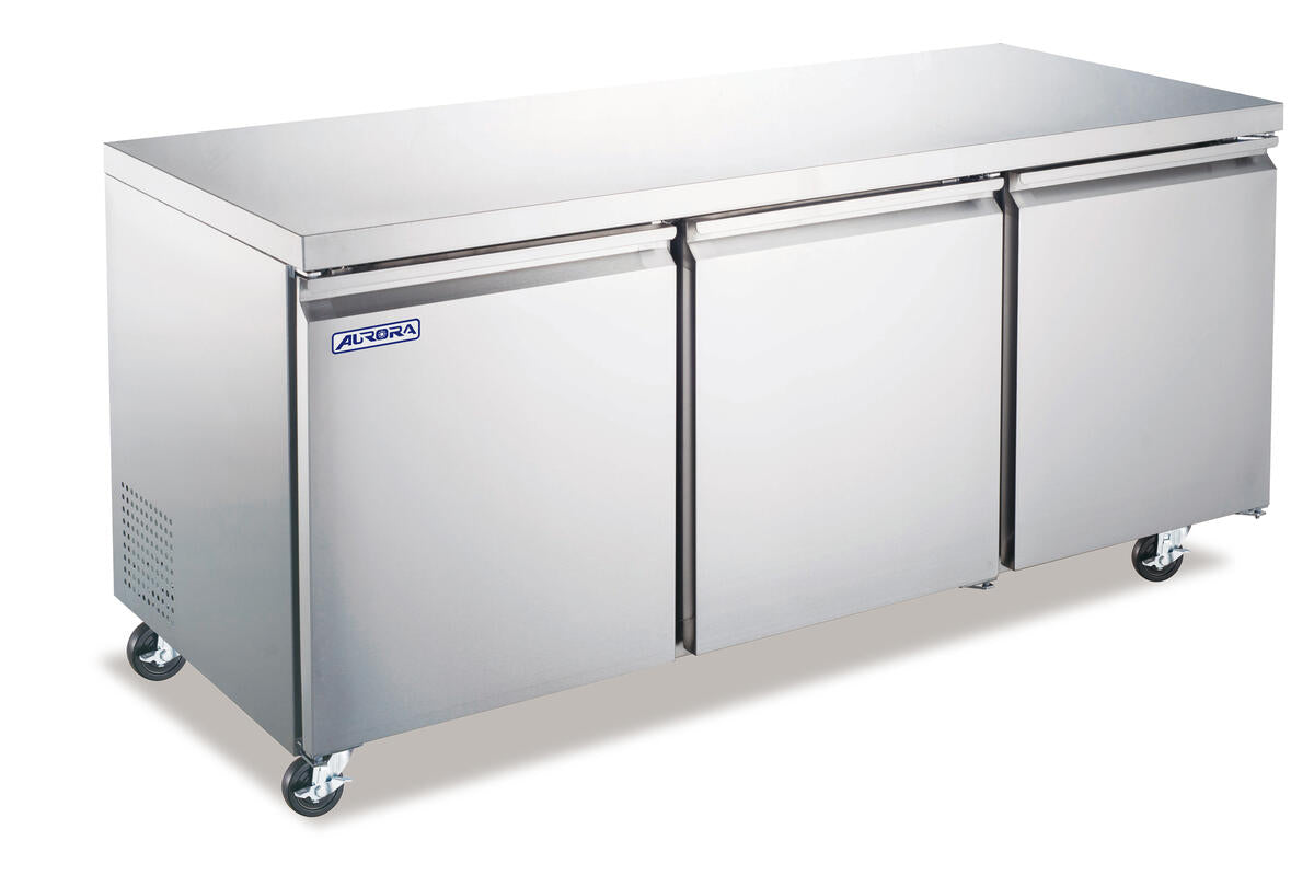 Omcan RE-CN-0017E-HC Aurora 72 In. Undercounter Refrigerator, 3-Door, 15.5 Cu. Ft., R290