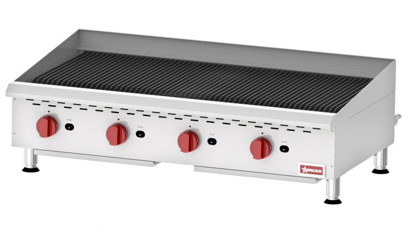 Omcan CE-CN-CBR48 48 In. Countertop Radiant Gas Charbroiler, 4 Burners, 160,000 BTU, Natural Gas