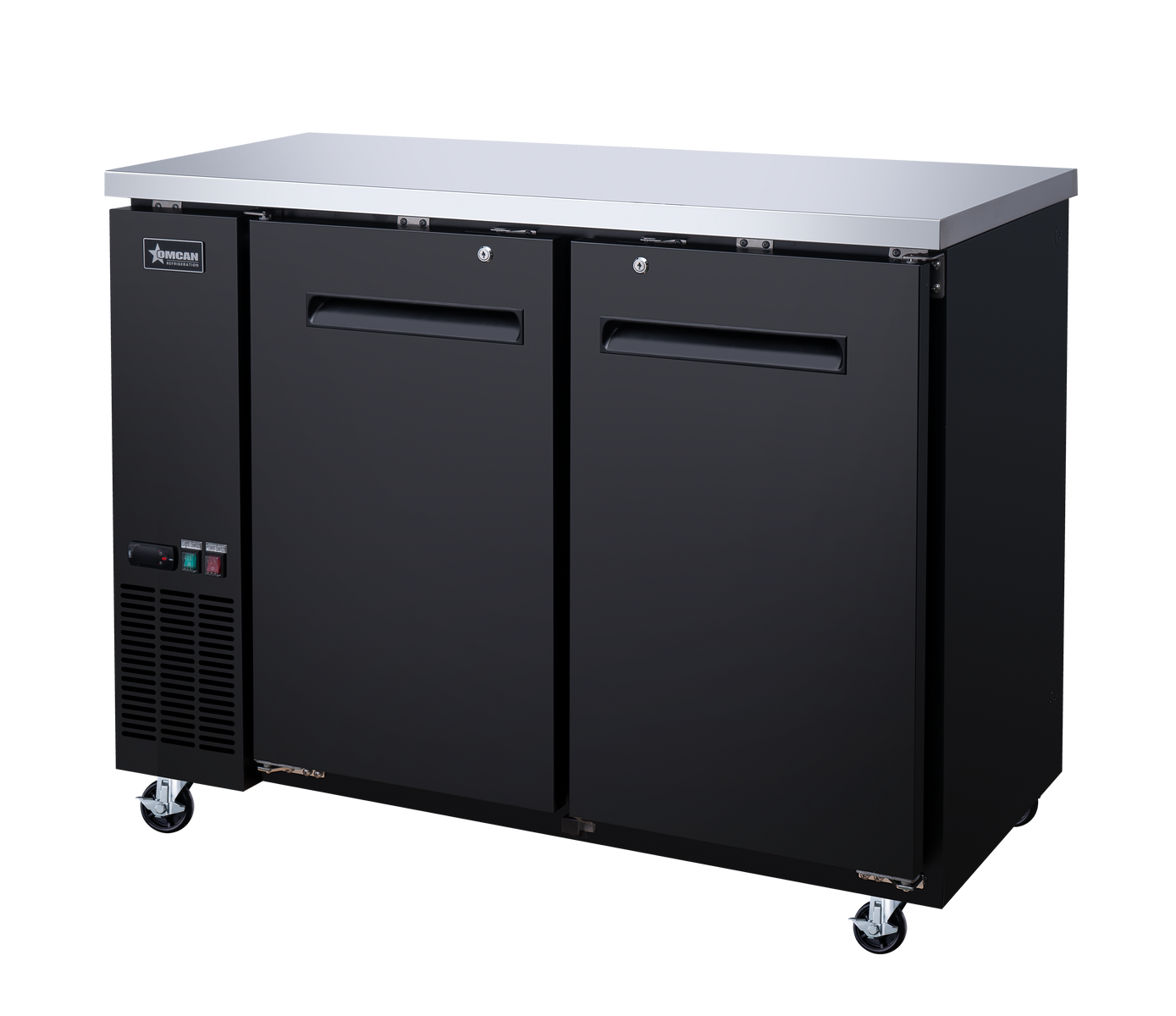 Omcan BB-CN-0012-SH 49 In. Back Bar Cooler, Solid Door, 11.8 Cu. Ft. (335L), 2 Doors