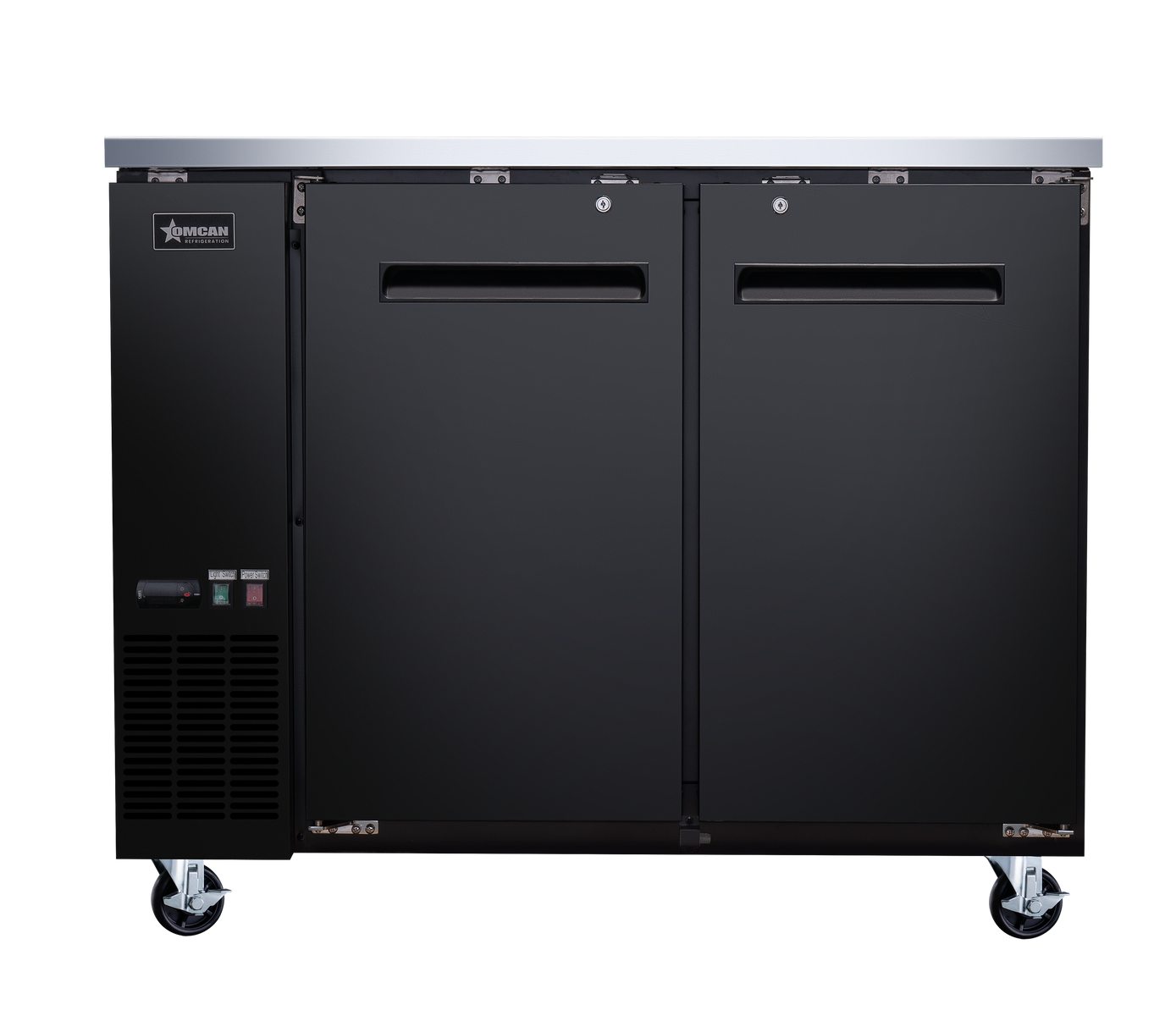 Omcan BB-CN-0012-SH 49 In. Back Bar Cooler, Solid Door, 11.8 Cu. Ft. (335L), 2 Doors