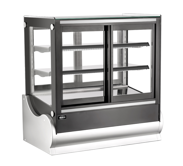 Omcan RE-CN-185B 36 In. Black Square Countertop Refrigerated Self-Service Display Case, 185L (6.5 Cu. Ft.)