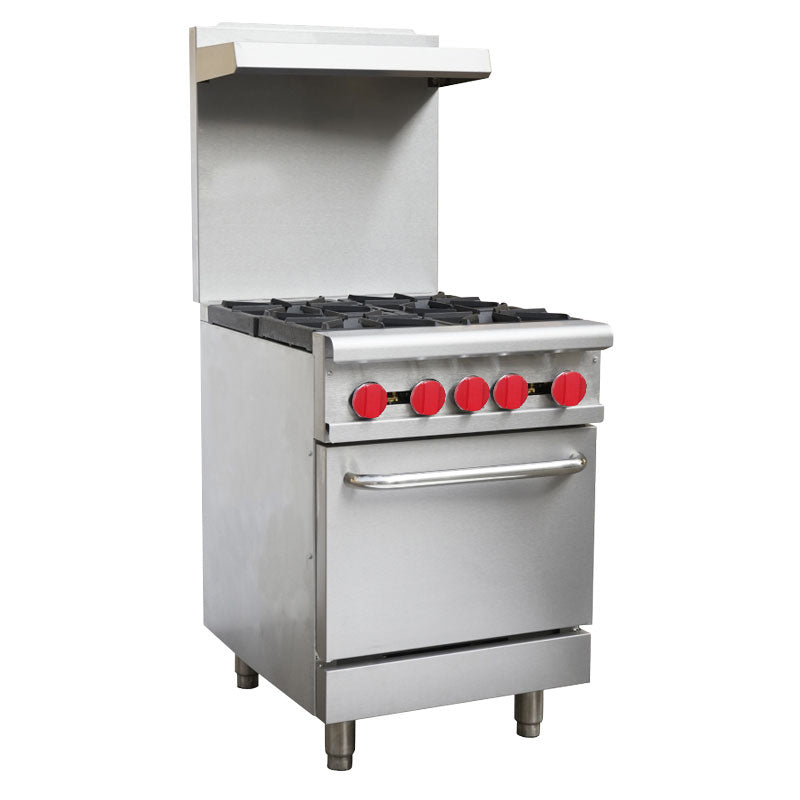 Omcan CE-CN-0609-R 24 In. Natural Gas Commercial Range, 4 Burners, Standard Oven, 151,000 BTU