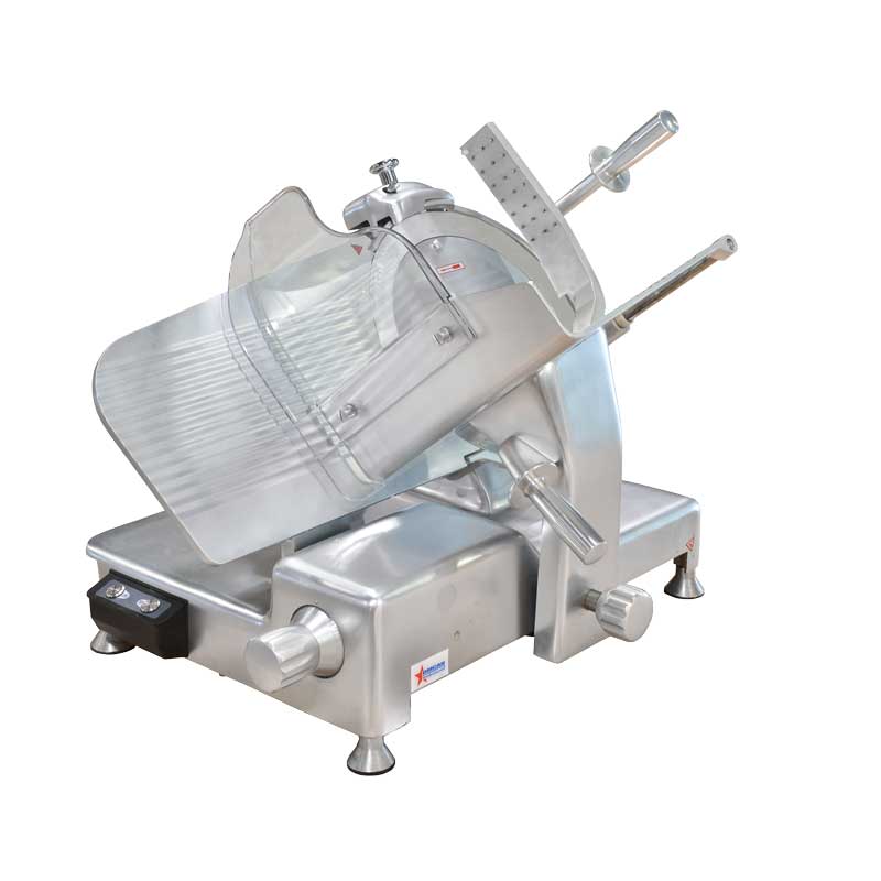 Omcan MS-CN-0350 14 In. Belt-Driven Meat Slicer, 370W, Anodized Aluminum, Ball Bearing Carriage