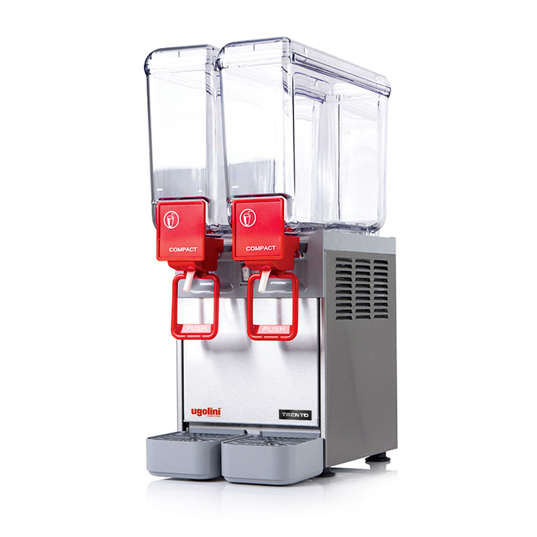Omcan DI-IT-0008-2 Ugolini Arctic Compact 2-Bowl Countertop Juice Dispenser, 4 gal. (16L), Stainless Steel, R134a