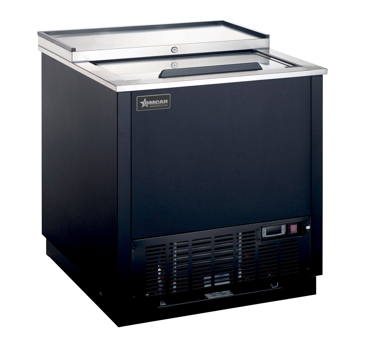 Omcan FR-CN-0915-PC 36 In. Glass Froster / Plate Chiller, 8.5 Cu. Ft. (240L), Black, Sliding Door