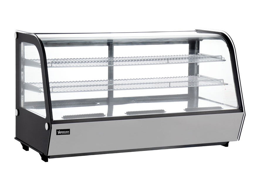 Omcan RS-CN-0202-4 48 In. Countertop Refrigerated Display, 7.13 Cu. Ft., Curved Glass, R290, Sliding Doors