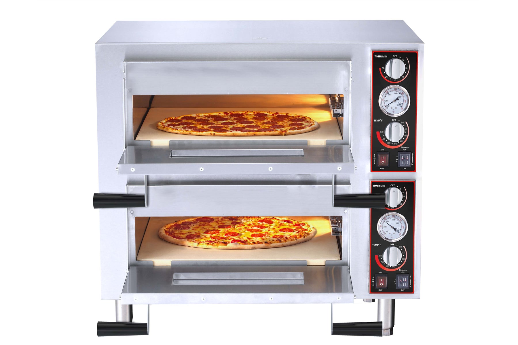 Omcan CE-CN-0018-D 28 In. Countertop Pizza Oven, Double Chamber, 18" Stone, 3,200W, Stainless Steel