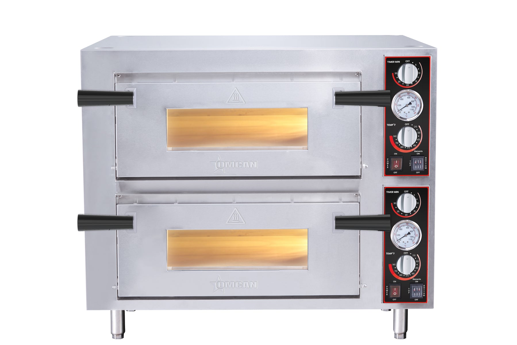 Omcan CE-CN-0018-D 28 In. Countertop Pizza Oven, Double Chamber, 18" Stone, 3,200W, Stainless Steel