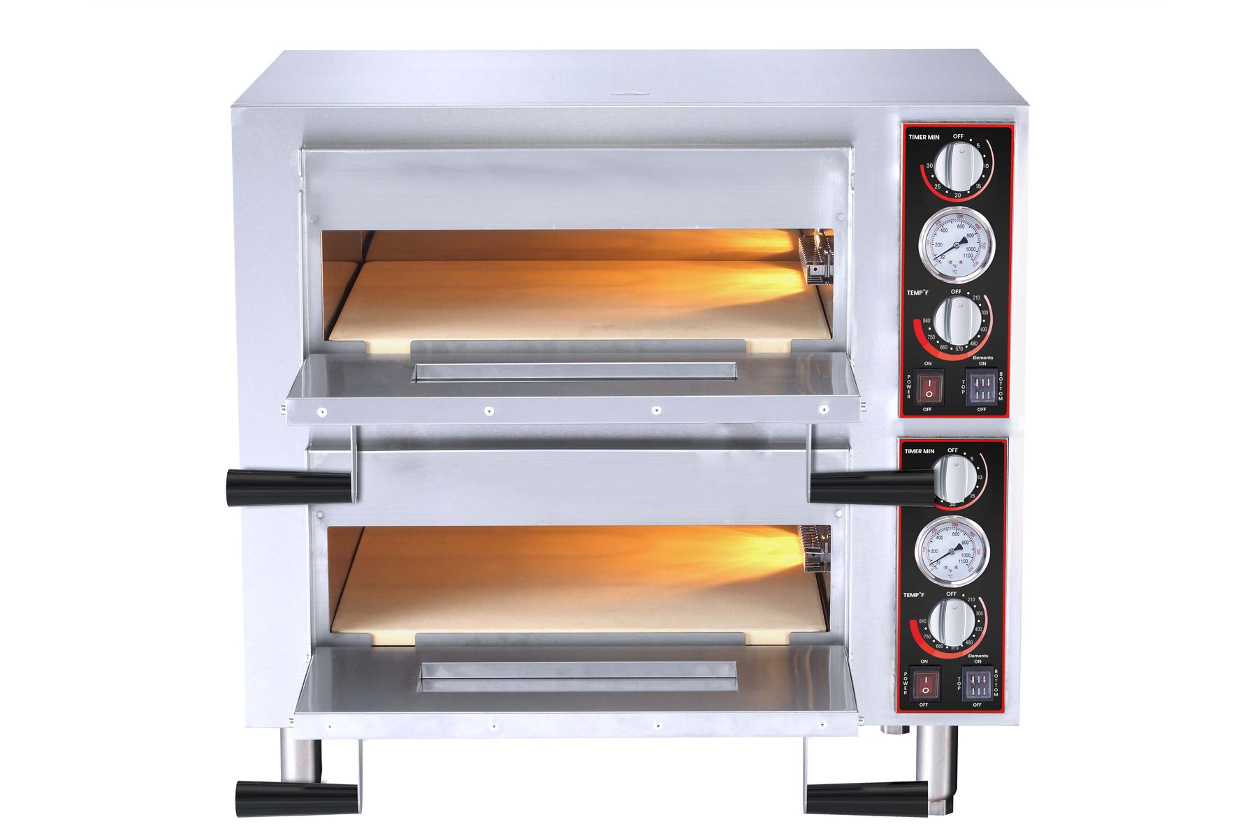 Omcan CE-CN-0018-D 28 In. Countertop Pizza Oven, Double Chamber, 18" Stone, 3,200W, Stainless Steel