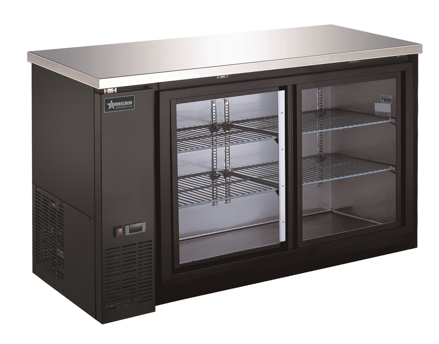 Omcan BB-CN-0016-GY 60 In. Back Bar Cooler, Glass Sliding Door, 15.8 Cu. Ft. (446L), 2 Doors