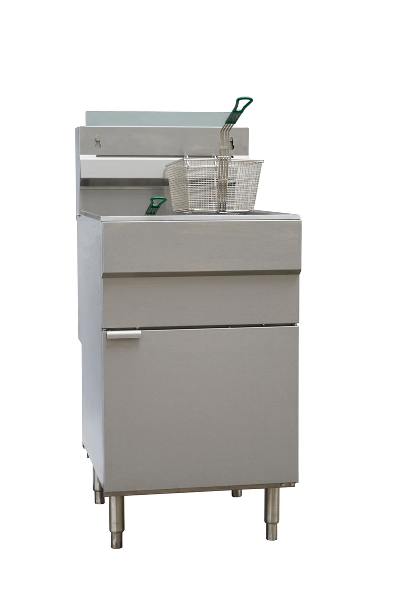 Omcan CE-CN-0032-FN 21 In. Natural Gas Floor Fryer, 70 lb Oil Capacity, 150,000 BTU, Stainless Steel