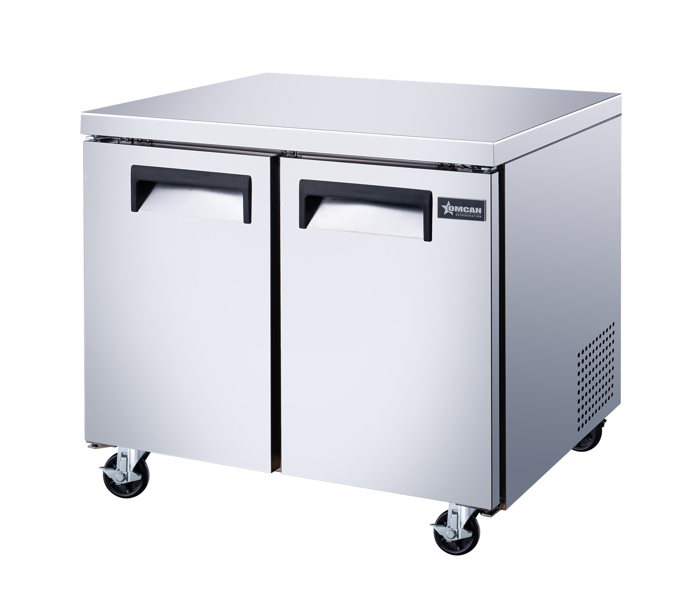 Omcan 50102 36" Stainless Steel Undercounter Refrigerator, 2 Doors, 8.7 cu.ft., 115V
