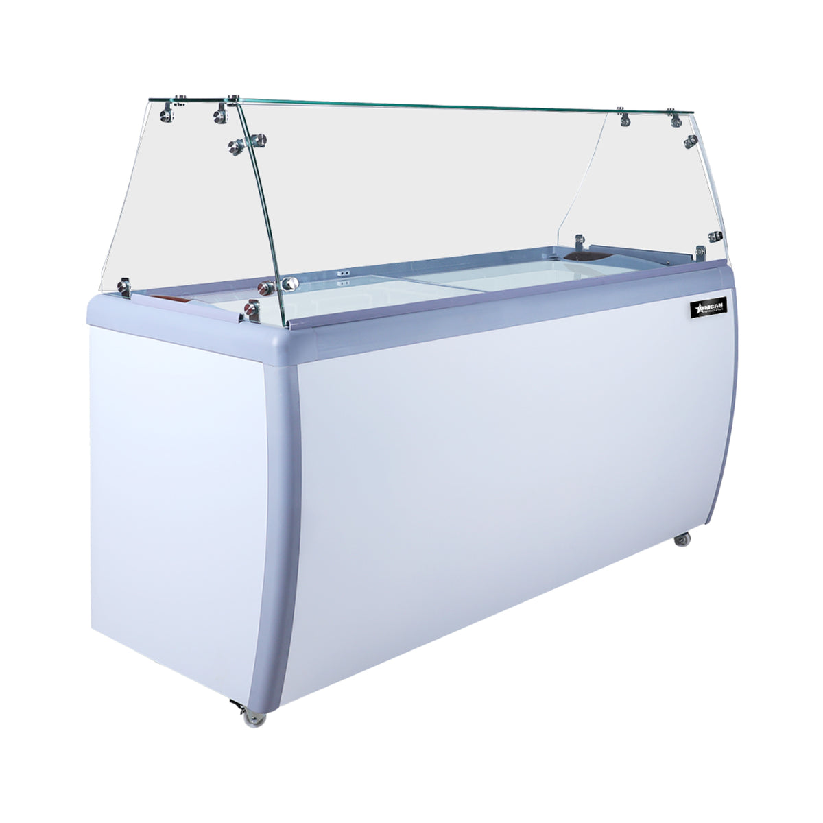 Omcan FR-CN-0260-S 39 In. Ice Cream Dipping Freezer, 10 Tub Capacity, Flat Sneeze Guard, Stainless Steel