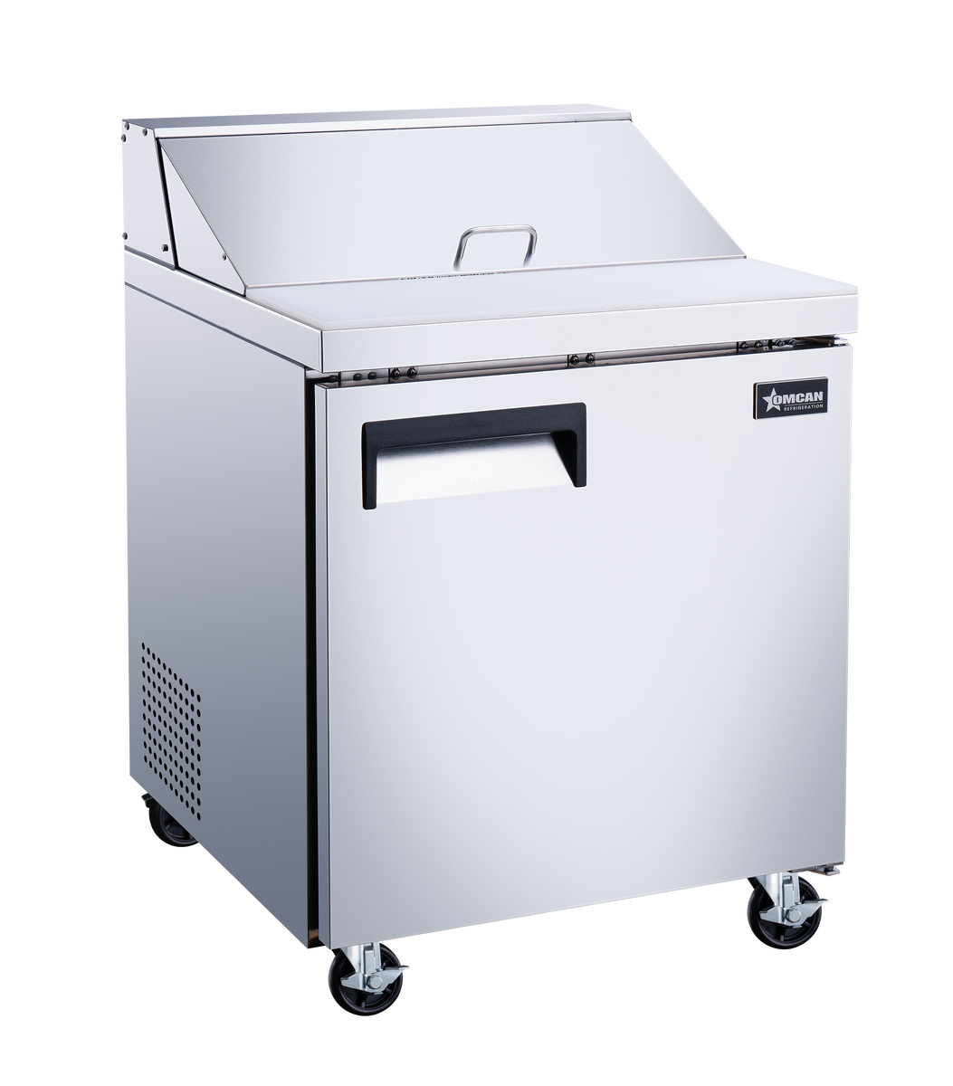 Omcan PT-CN-0686-HC 28 In. Refrigerated Prep Table, 7.1 Cu. Ft., 1 Door, Stainless Steel