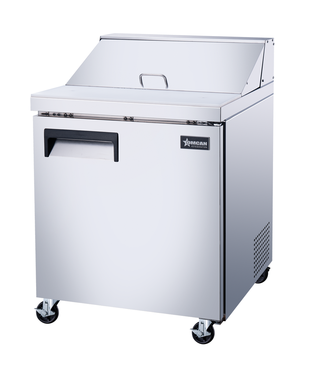 Omcan PT-CN-0686-HC 28 In. Refrigerated Prep Table, 7.1 Cu. Ft., 1 Door, Stainless Steel