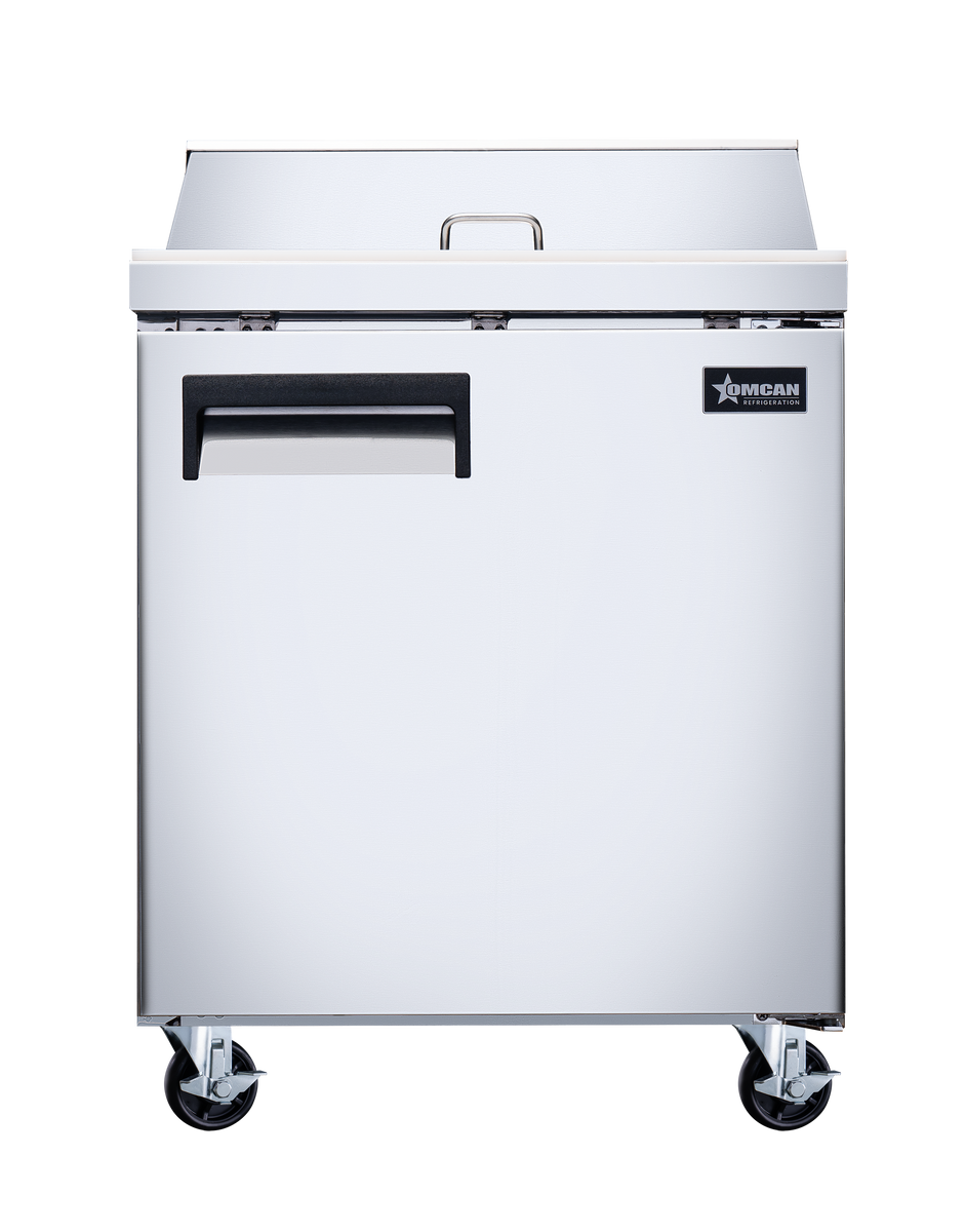Omcan PT-CN-0686-HC 28 In. Refrigerated Prep Table, 7.1 Cu. Ft., 1 Door, Stainless Steel