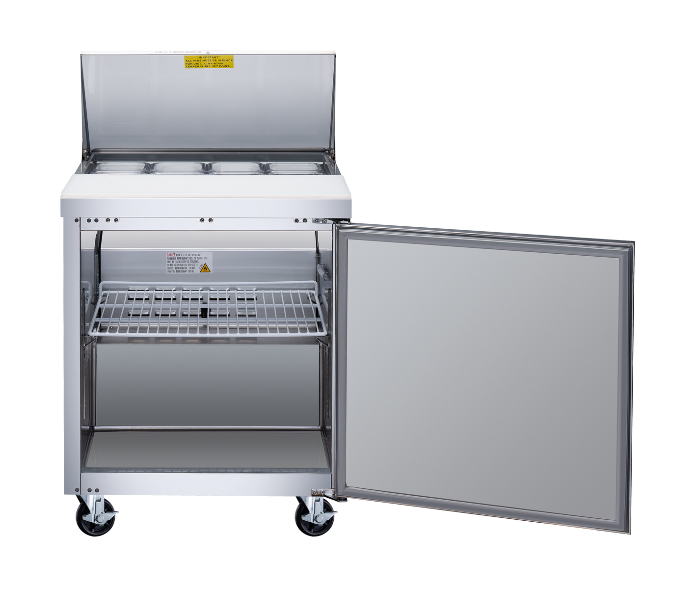 Omcan PT-CN-0686-HC 28 In. Refrigerated Prep Table, 7.1 Cu. Ft., 1 Door, Stainless Steel