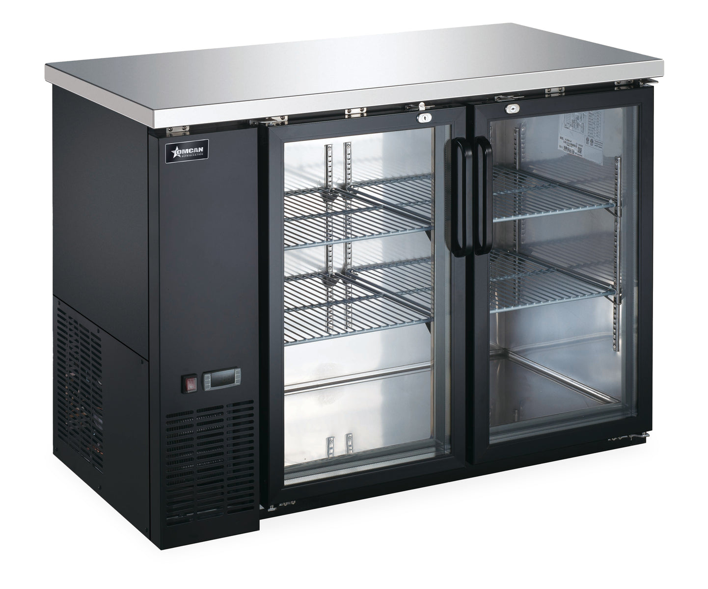 Omcan BB-CN-0012-GH 49 In. Back Bar Cooler, Glass Swing Door, 11.8 Cu. Ft. (335L), 2 Doors