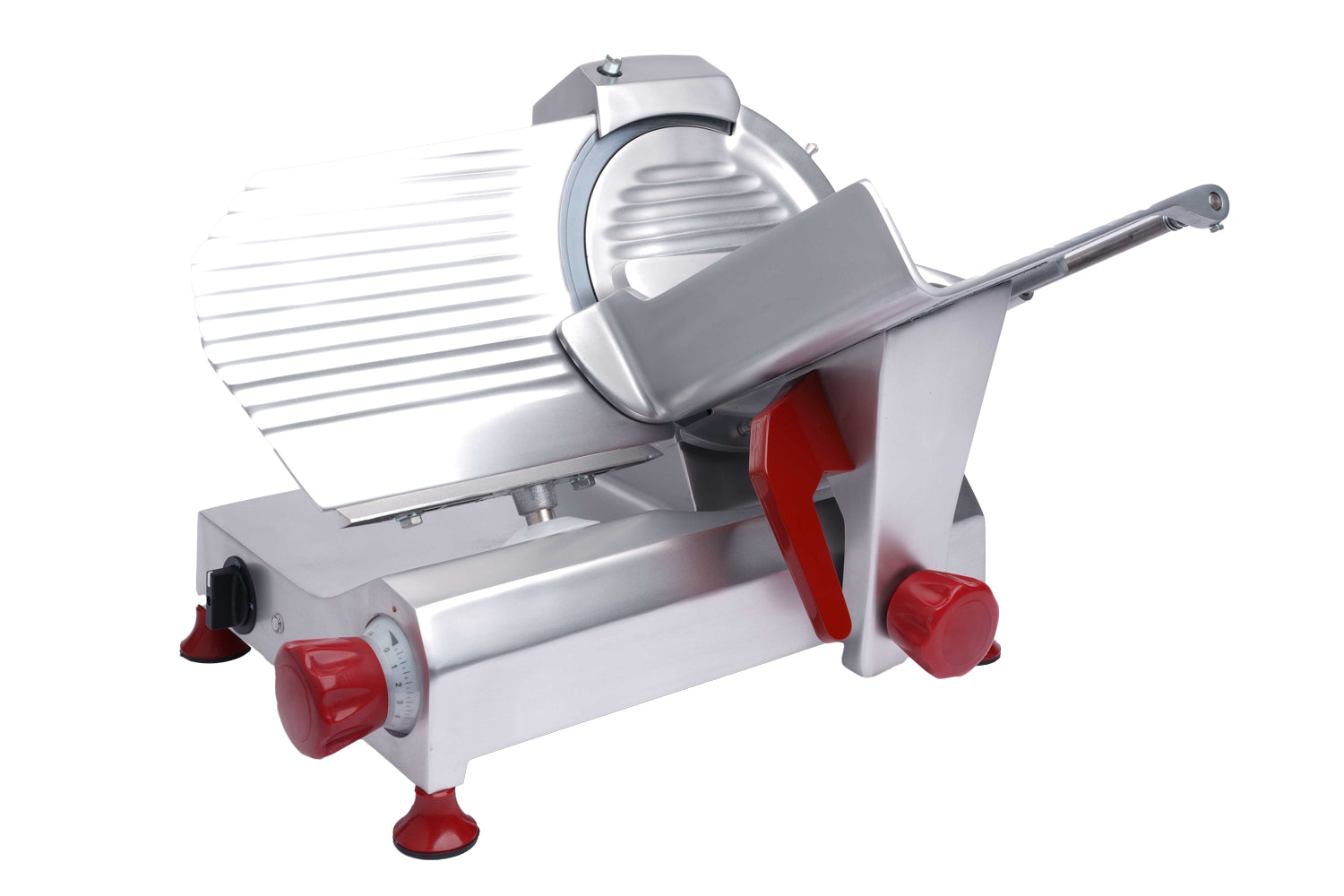 Omcan MS-IT-0275-I 11 In. Belt-Driven Meat Slicer, 260W, Red, Anodized Aluminum, Ball Bearing Carriage