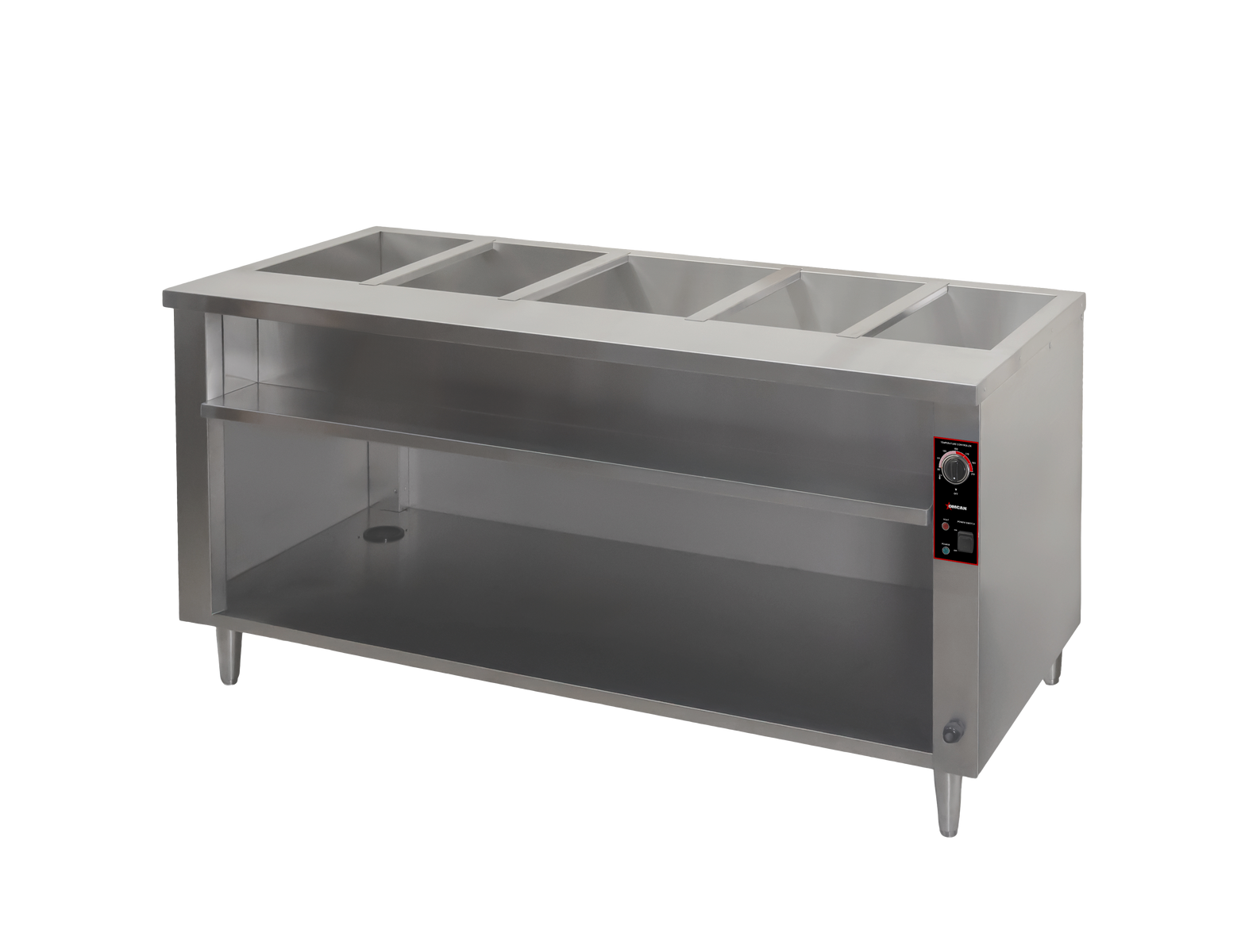 Omcan FW-CN-0005-C 72 In. Electric Steam Table, 5 Pans, Single Water Tank, Storage Cabinet, 4,000W, 240V