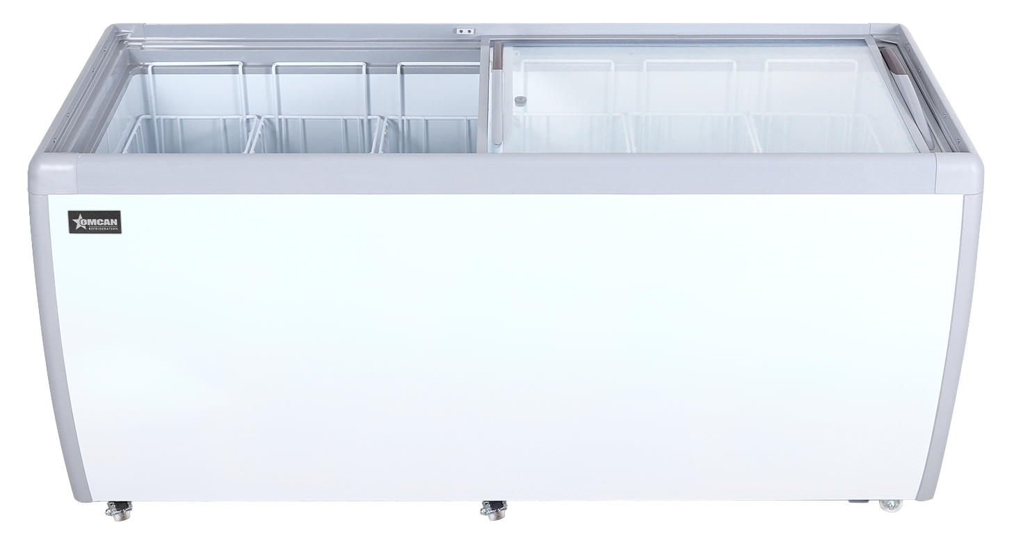 Omcan FR-CN-0560-R 71 In. Ice Cream Display Chest Freezer, 20 Cu. Ft., Flat Glass Top, 6 Baskets, R290
