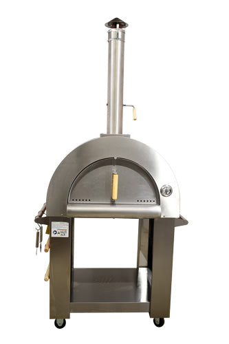 Omcan WO-CN-0640R Wood Burning Pizza Oven, 25 x 30 In. Cooking Area, Red Enamel Coating Shield, Stainless Steel