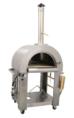 Omcan CE-CN-0098-WG Portable Wood Burning and Propane Pizza Oven, 25 x 30 In. Cooking Area, 35,000 BTU, 403 SS