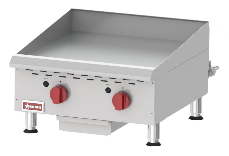 Omcan CE-CN-G24TPF 24 In. Countertop Gas Griddle, 60,000 BTU, Thermostatic Control, Stainless Steel