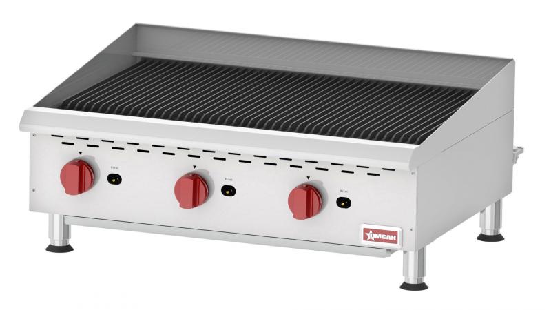 Omcan CE-CN-CBR36 36 In. Countertop Radiant Gas Charbroiler, 3 Burners, 120,000 BTU, Natural Gas